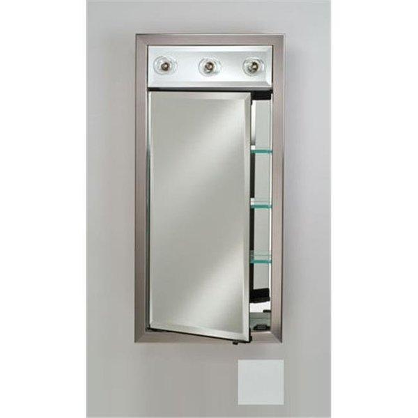 Afina Corporation Afina Corporation SD-LC1734RSOHWT 17 in.x 34 in.Recessed Single Door Cabinet with Contemporary Lights - Soho Satin White SD/LC1734RSOHWT